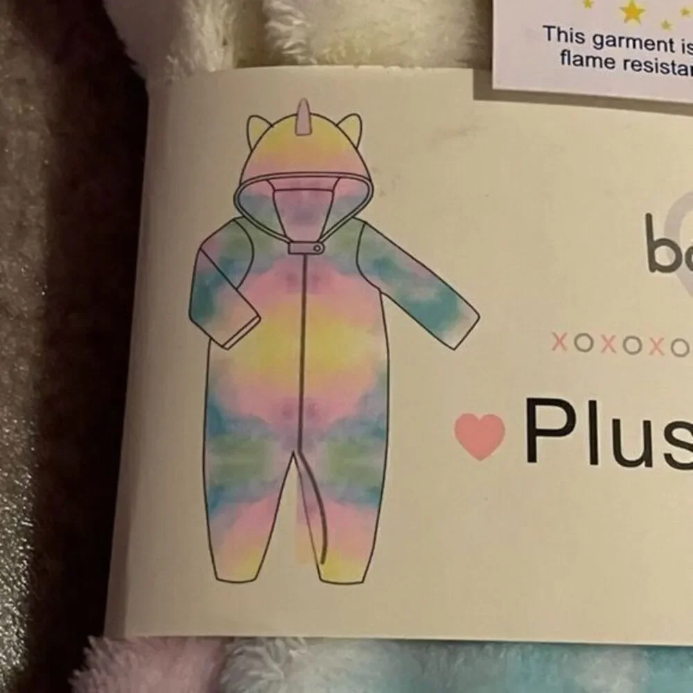 NWT Bobbie Brooks Plush Tie‎ Dye Unicorn One Piece Size 4T